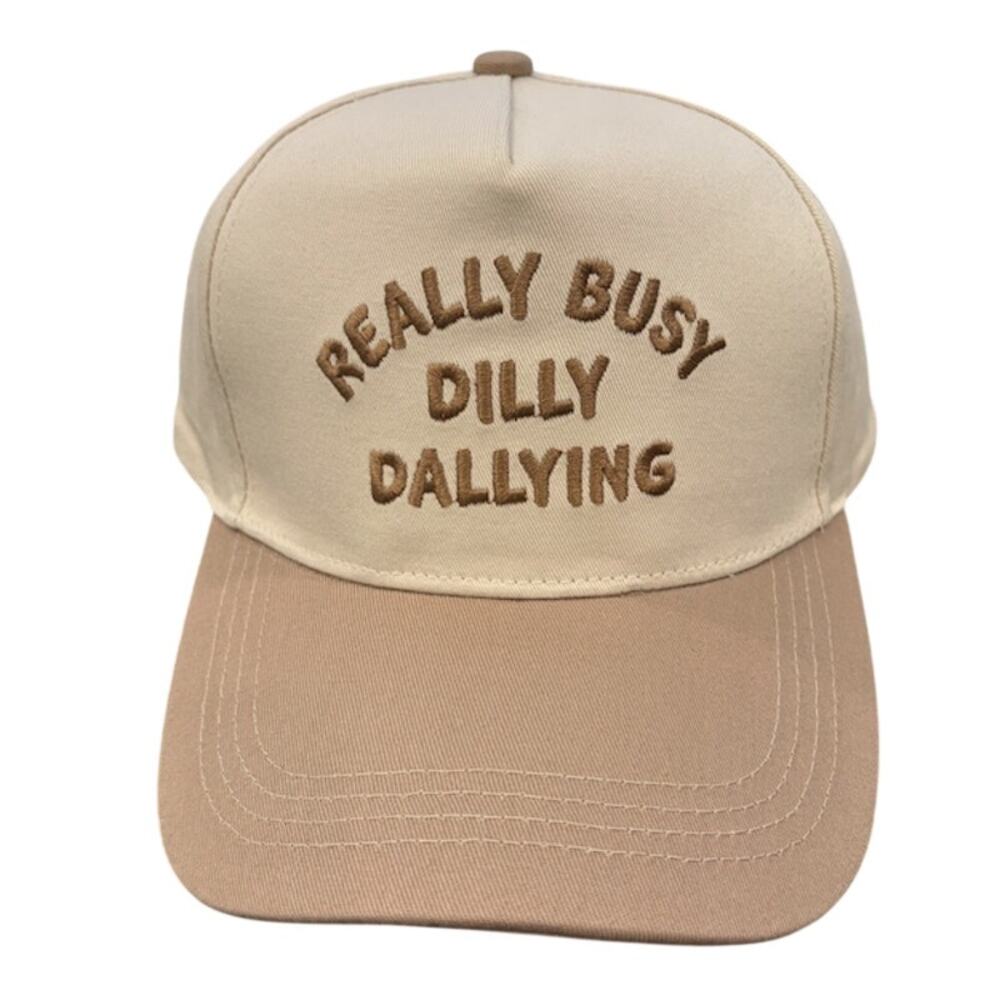 NEW Women’s Trucker "REALLY BUSY DILLY DALLYING" Cap | Tan | OS